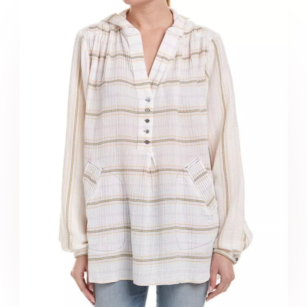 Free People Rolling Clouds Hooded Blouse